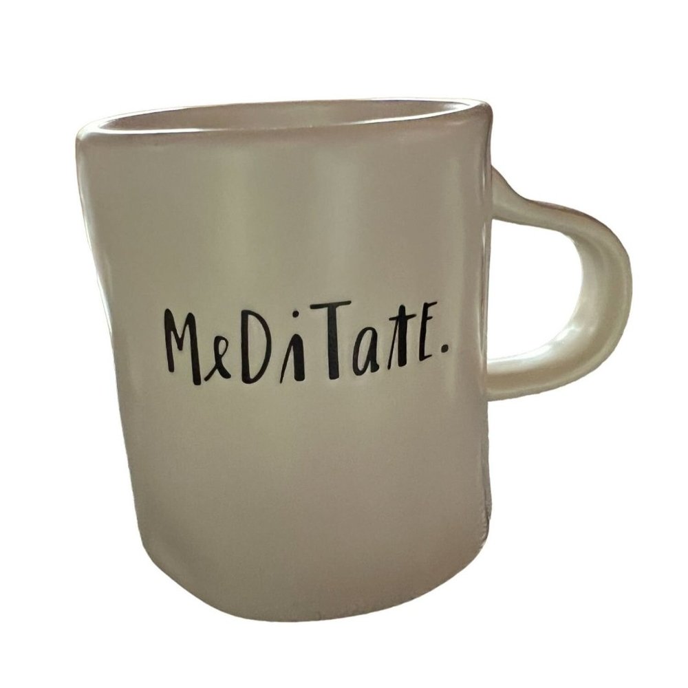 Rae Dunn MEDITATE Mug Ceramic White with Black Lettering - Picture 7 of 12